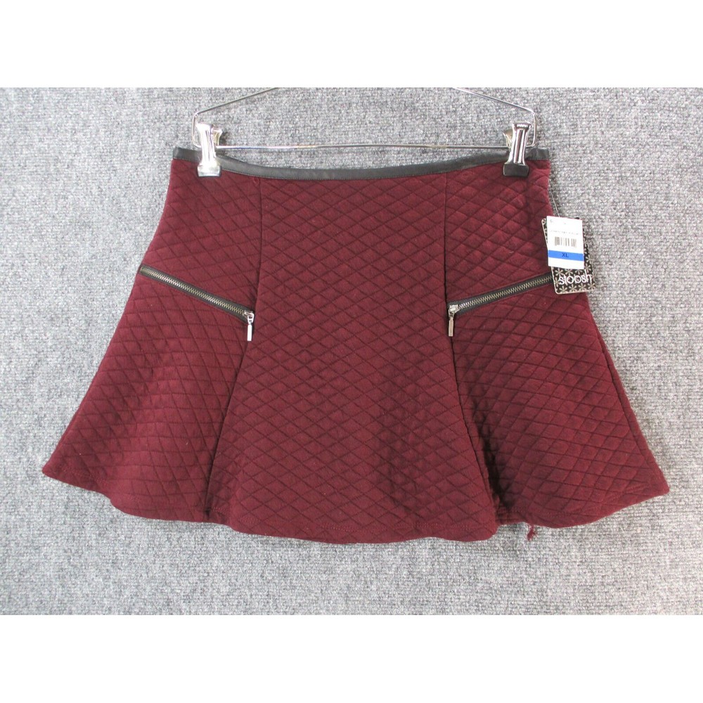 Stoosh Skirt Womens XL Bugundy Red Circle Skate Short Mini Round Pull On Zip Up